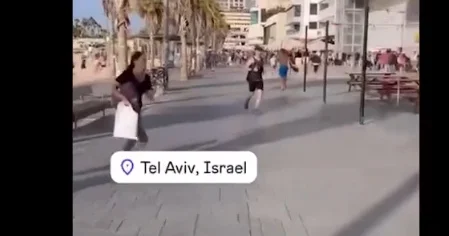 Təl Əvivdə çimərlikdə israillilər İran raketlərindən belə qaçırlar