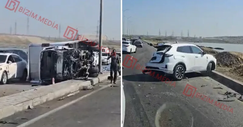 Böyükşor yolunda AĞIR QƏZA Su bidonları yola dağıldı VİDEO