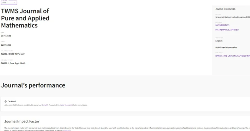 BDU nun iki jurnalı “Web of Science Core Collection” bazasında ilk onluqda yer alıb