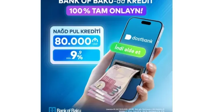 Bank of Baku dan krediti 100% tam onlayn kredit əldə edin