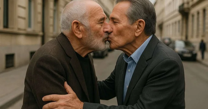 Yeni dəb: kişilərin dodaq dodağa öpüşməsi...