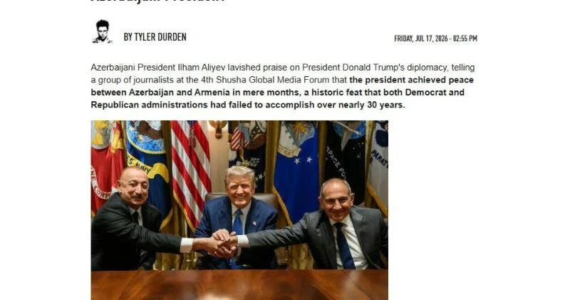 Между Президентом Ильхамом Алиевым и Дональдом Трампом сформировалось беспрецедентное доверие издание ZeroHedge