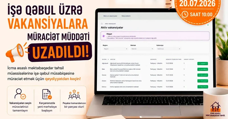 Bağça müəllimləri üçün vakansiya seçiminin vaxtı uzadıldı