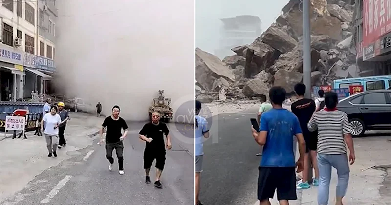 Çində dəhşətli torpaq sürüşməsi olub Video