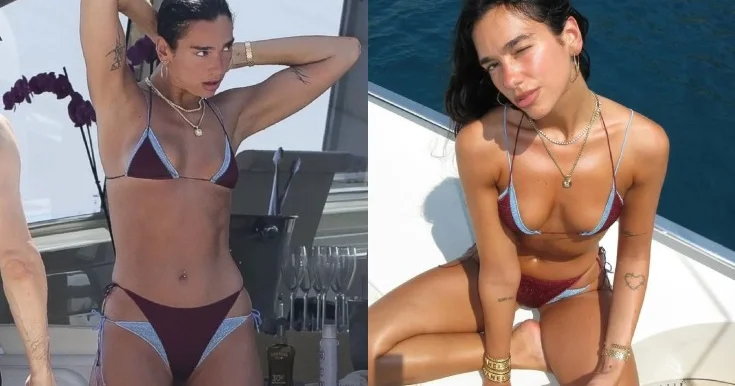 Dua Lipa iki bikinini üst üstə geyindi Fotolar