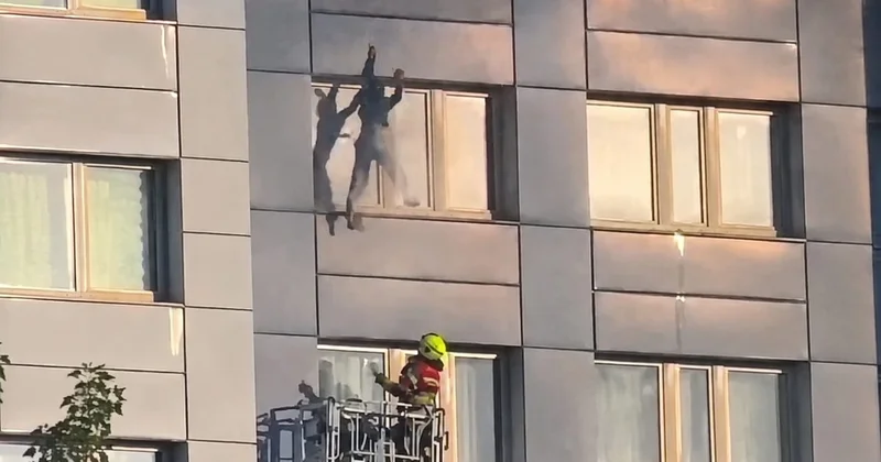 Dəhşətli yanğında nəfəs kəsən anlar qadın 11 ci mərtəbədən tullandı