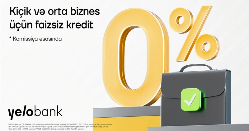 Yelo Bank dan KOB lara faizsiz dəstək!