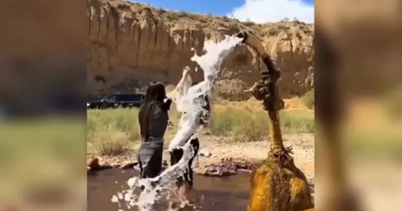 Badamlı bulağında ayaqyalın gəzdi Antireklam effekti yaratdı VİDEO KONKRET