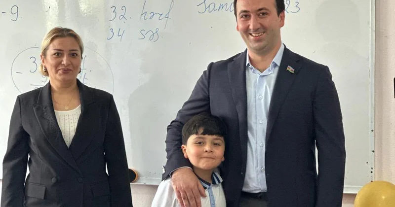 Deputat Mahir Süleymanlı Şabranda birinci sinif şagirdləri ilə görüşüb