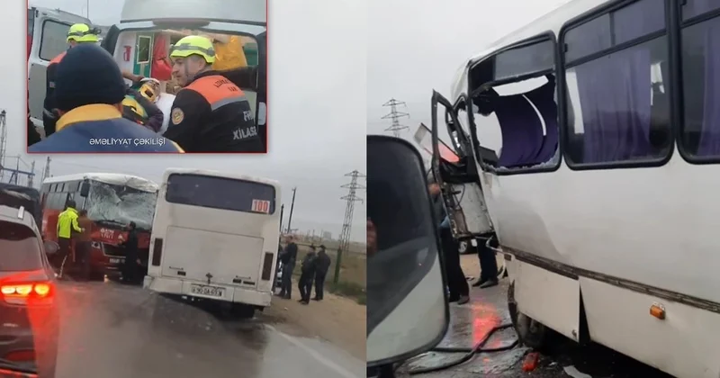 Bakıda avtobuslar toqquşub Sıxılı vəziyyətdə qalan sürücü xilas edilib