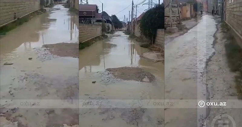 Su küçəyə axır, yollar pis vəziyyətdədir Masazırdan ŞİKAYƏT