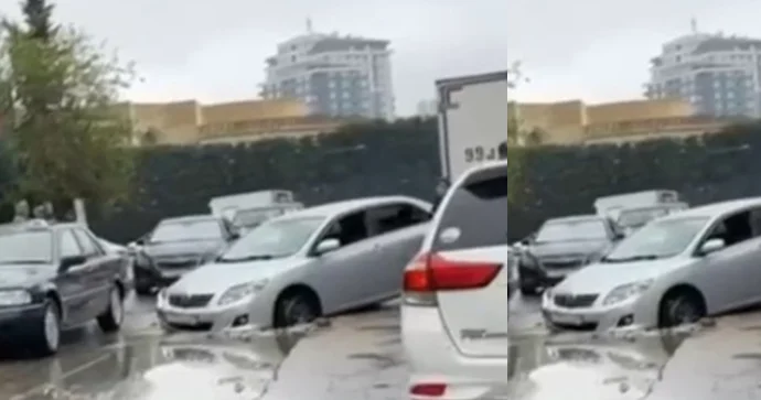 Azəriqaz yolu qazıb nişan qoymadı, maşın çuxura düşdü VİDEO