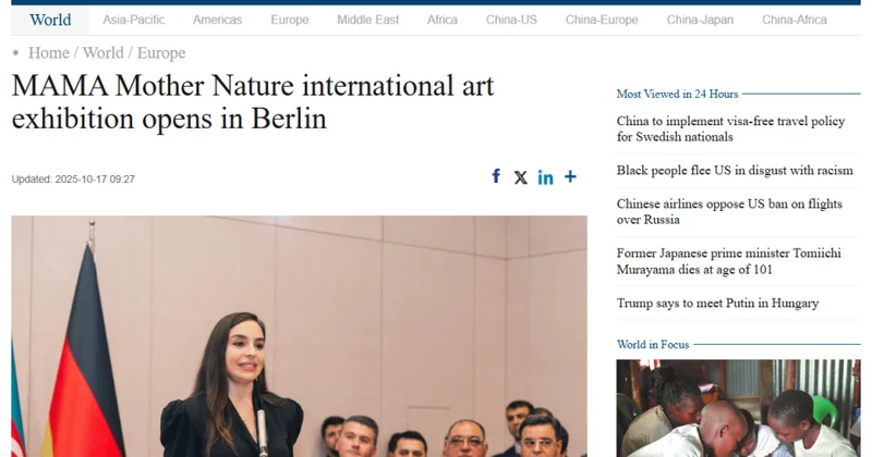 “China Daily” qəzeti Berlində keçirilmiş MAMA “Ana təbiət” beynəlxalq incəsənət sərgisindən yazıb