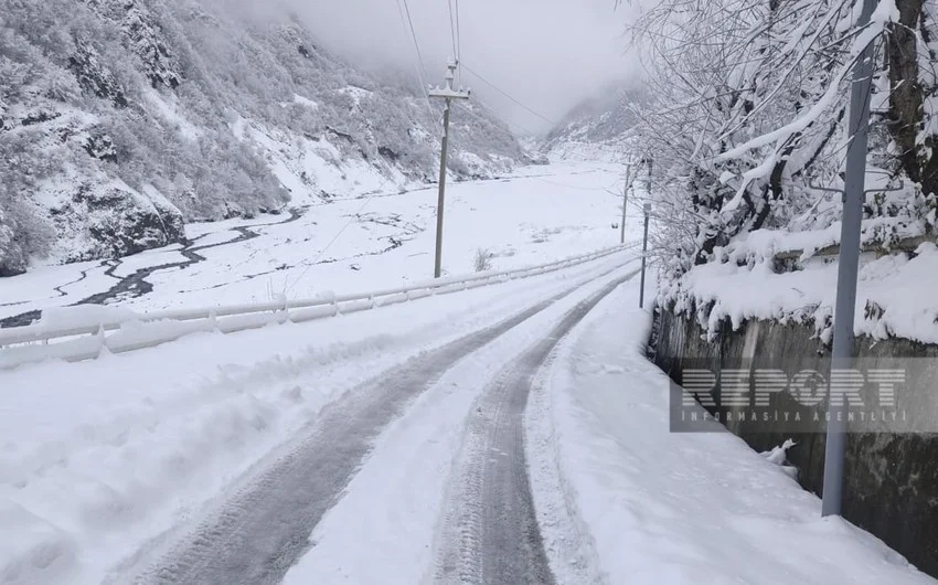 Bəzi rayonlara qar yağdı FAKTİKİ HAVA