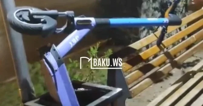 Bakıda skuteri zibil qutusuna atdılar