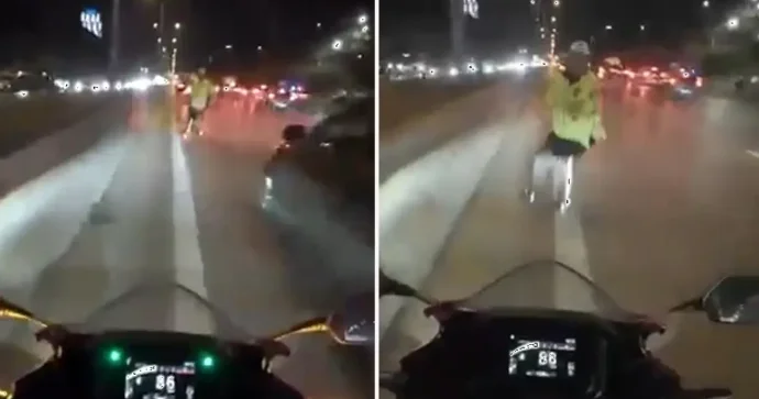 Tıxacda sürət həddini aşan motosiklet sürücüsü yol polisini vurdu ANBAAN VİDEO