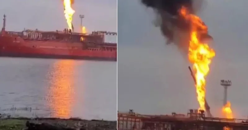 Türk gəmisi dronla vuruldu 16 nəfər təxliyə edildi