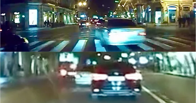 Nəsimidə “Mercedes”lə “hoqqa” verən sürücü avtomobilləri riskə atdı VİDEO