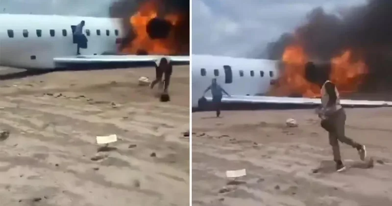 Nazir və nümayəndə heyətini daşıyan təyyarə alışdı FOTO