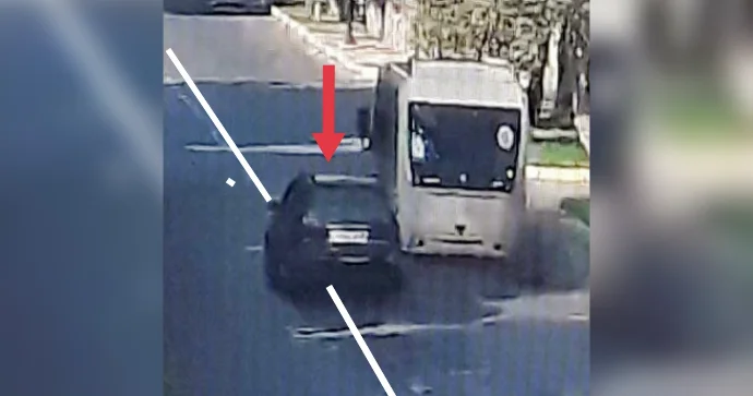 Dayanmış avtobusu keçən zaman xəttin üzərinə çıxmaq olar? VİDEO