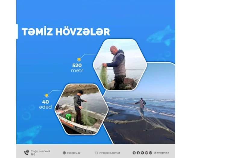 “Təmiz hövzələr” aksiyası çərçivəsində sintetik torlar su hövzələrindən yığışdırılıb