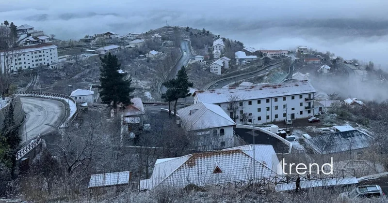 В Лачине идет снег ФОТО