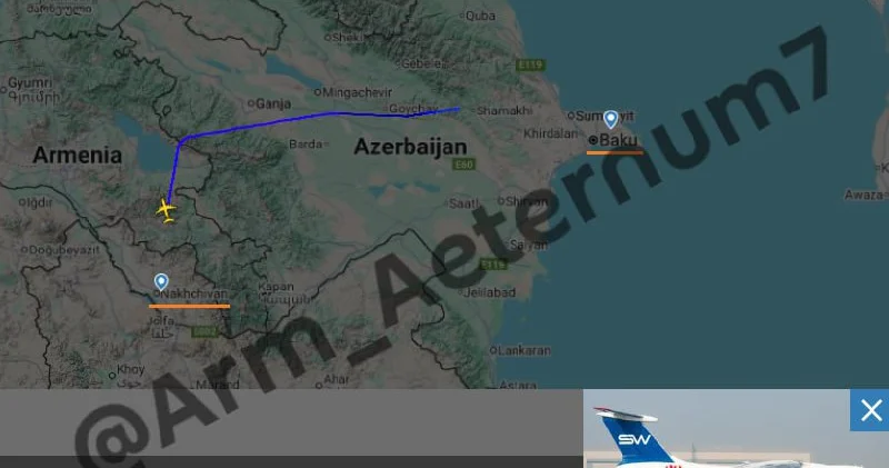 Azərbaycan təyyarəsi Ermənistan səmasında FOTO