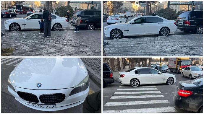 Bu sürücü “BMW”ni hər gün keçidin üzərində saxlayır Piyadalar boğaza yığılıb FOTO