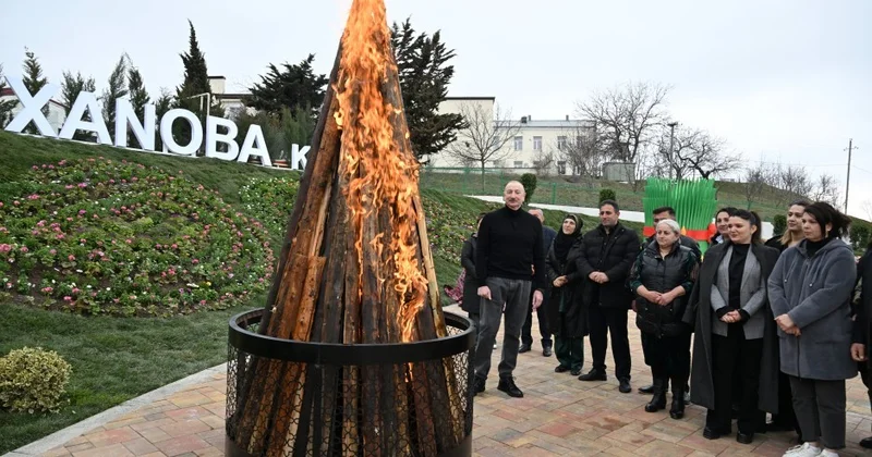 Ильхам Алиев и Мехрибан Алиева посетили село Ханоба и зажгли праздничный костер ФОТО ВИДЕО