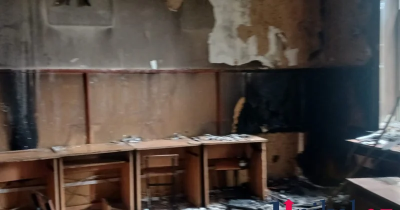 Şəmkirdə məktəbdə yanğın YENİLƏNİB (FOTOLAR)