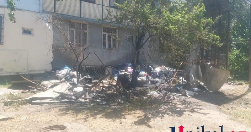 Gəncədə məişət tullantıları yandı FOTO