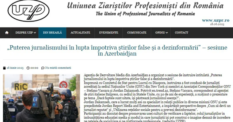 Rumıniya mətbuat orqanları Medianın İnkişaf Agentliyinin keçirdiyi təlimdən yazıblar