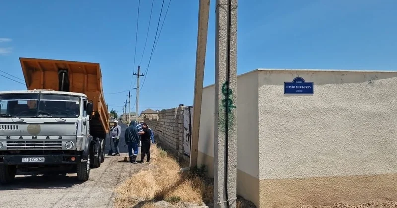 Sumqayıtda şəhidin adını daşıyan küçəyə asfalt çəkilir FOTO