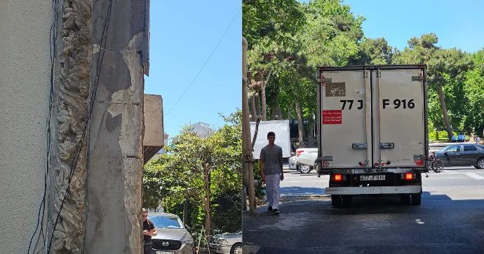 “Pepsi”nin maşını binanın fasadını uçurub aradan çıxdı FOTOSESSİYA