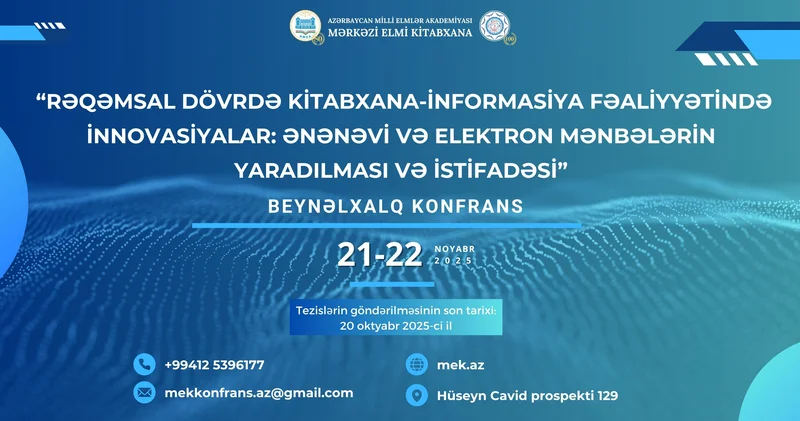 Mərkəzi Elmi Kitabxana beynəlxalq elmi konfrans təşkil edir