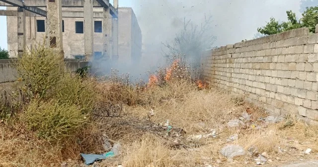 Şabranda bina yanır FOTOLAR