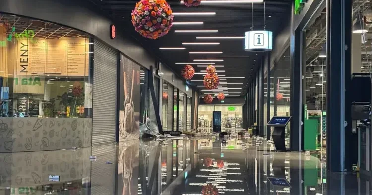 İsveçdə ticarət mərkəzinin damı UÇDU