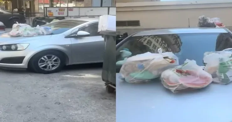 Bakıda maşını yanlış yerdə saxlayan sürücünü sakinlər belə cəzalandırdı VİDEO
