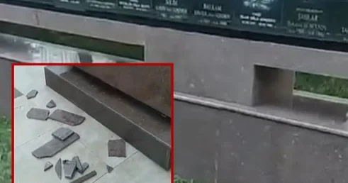 Gəncədə şəhidlərə ucaldılmış heykəlin mərmər üzlüyünü qırıblar