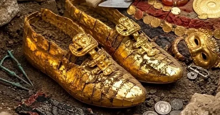 У берегов Каспия нашли 1500 летнее захоронение женщины в золотой обуви