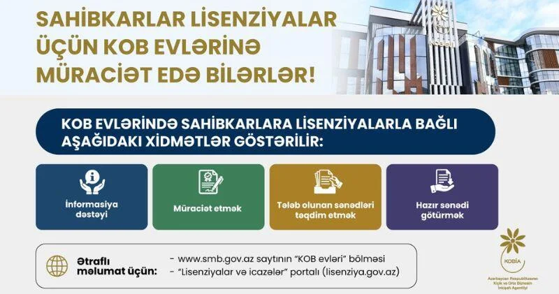Sahibkarlar lisenziyalar üçün KOB evlərinə müraciət edə bilərlər