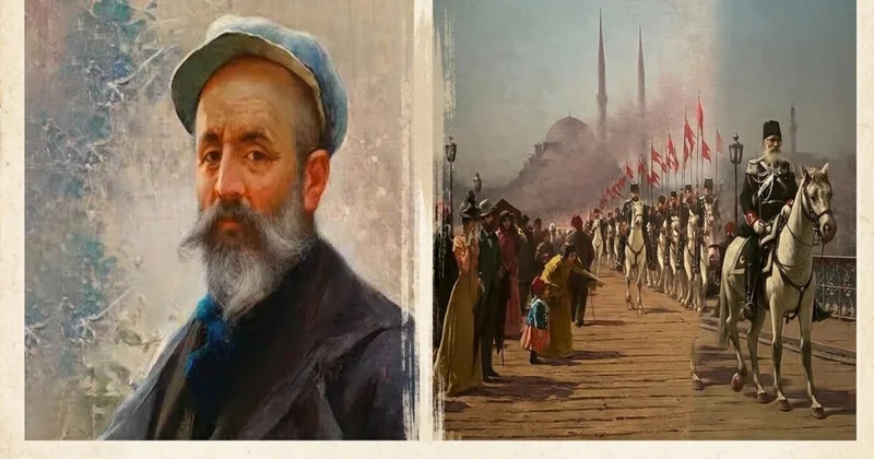 “Ərtoğrul süvari alayının Qalata körpüsündən keçidi” Fausto Zonaronun tablosu