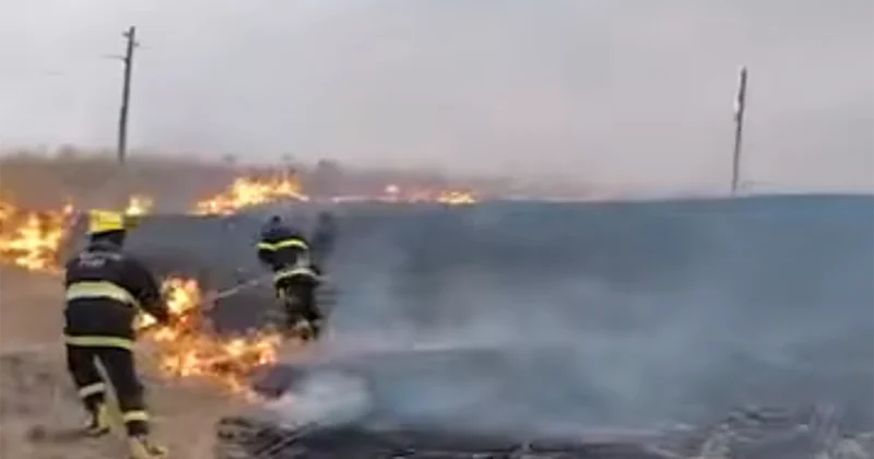 В Ярдымлы вспыхнул пожар ВИДЕО
