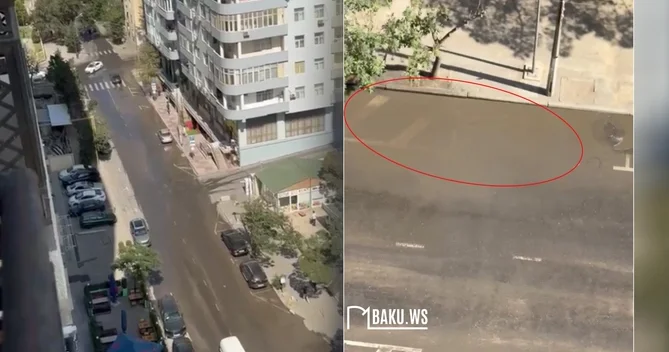 Qara Qarayevdə kanalizasiya tutuldu: Küçə çirkab su altında qaldı