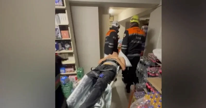 17 yaşlı oğlan mağazada yükləri qaldırarkən yıxıldı VİDEO