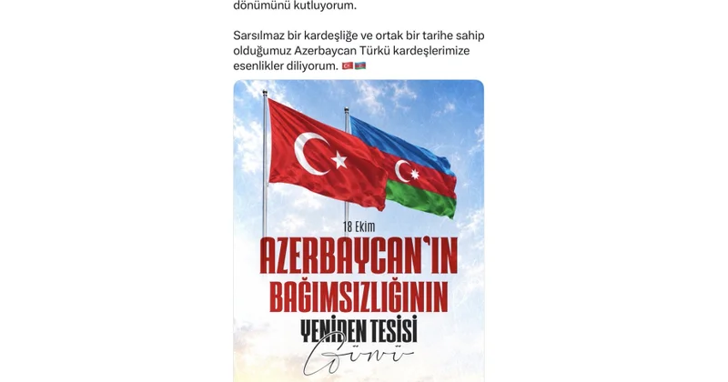 Burhanettin Duran: Sarsılmaz qardaşlıq bağlarına sahib olduğumuz Azərbaycana firavanlıq arzulayıram
