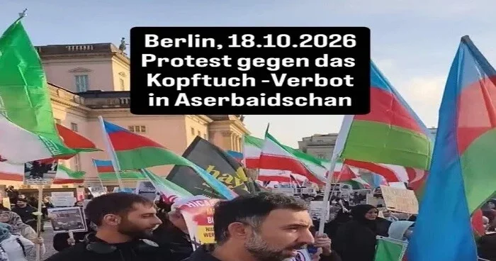 Azərbaycanla bağlı aksiyada İran bayrağı, fars plakatı...