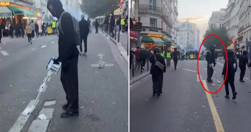 Mağazadan oğurladığı tozsoranla küçəni təmizlədi
