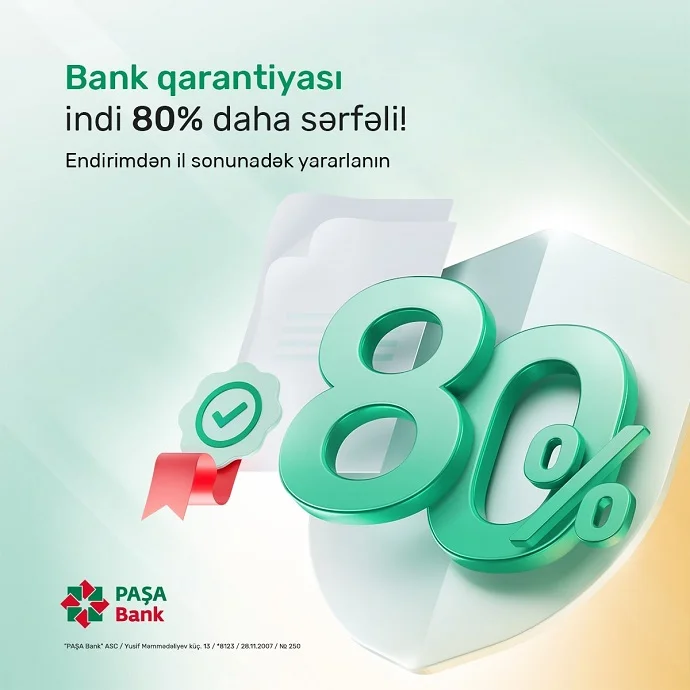 Bank qarantiyalarını “PAŞA Bank”dan endirimlə əldə edin!