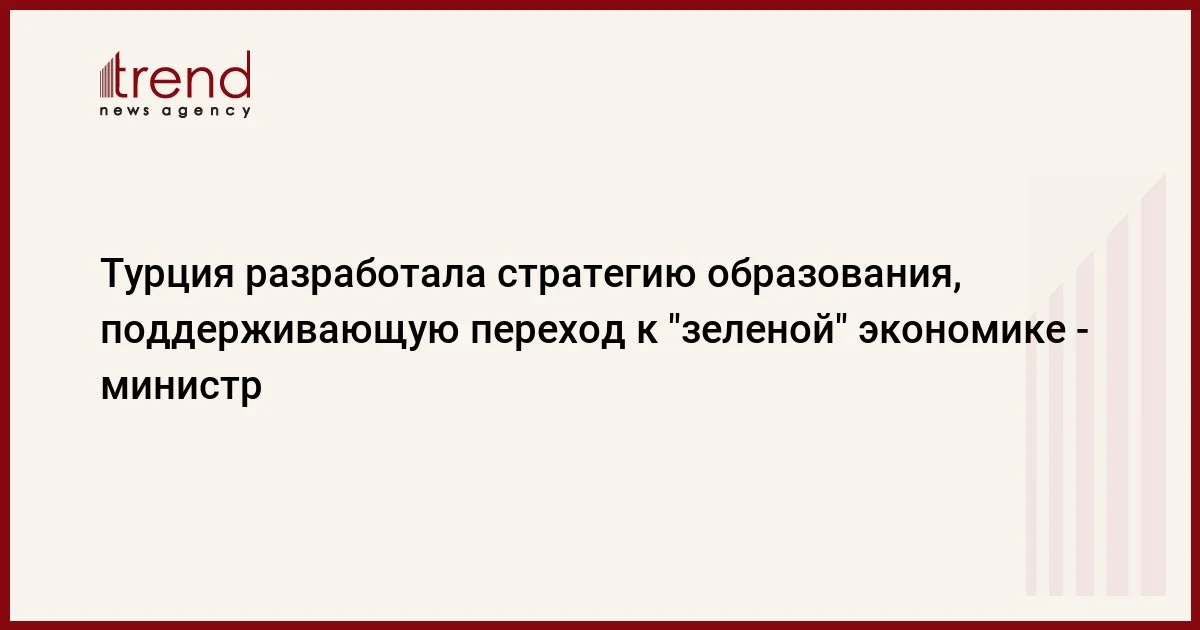 Турция разработала стратегию образования, поддерживающую переход к зеленой экономике министр